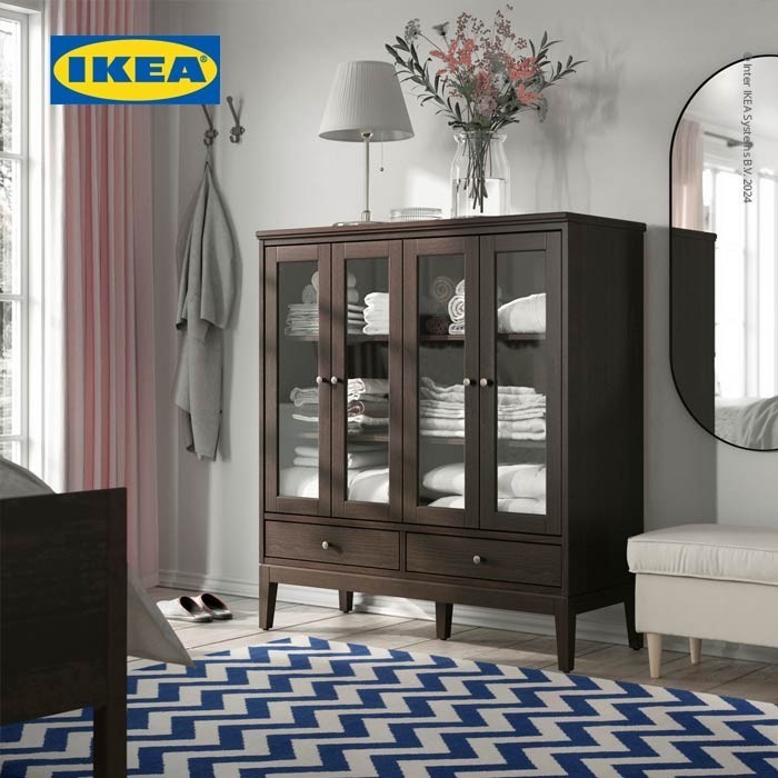 Ikea Avloppsbrunn Karpet Bulu Tipis Biru/Putih 200X300 Cm