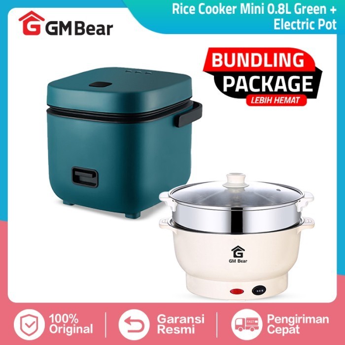 (Bundling) Gm Bear Rice Cooker 1222 + Panci Listrik Serbaguna 1225