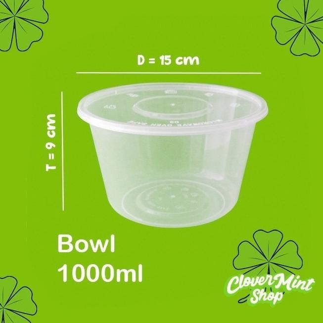 

MANGKUK PLASTIK 1000 ML (300PCS)/BOWL/KOTAK PLASTIK BULAT/THINWALL GGS