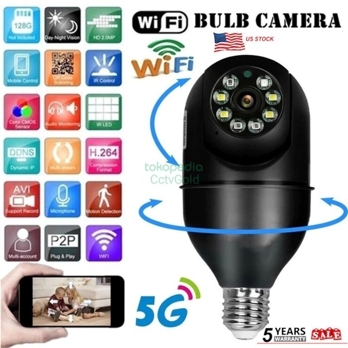 Ip Cctv Lampu V380 Pro Kamera Cctv Wifi Lampu 360 Derajat - Tanpa Memory