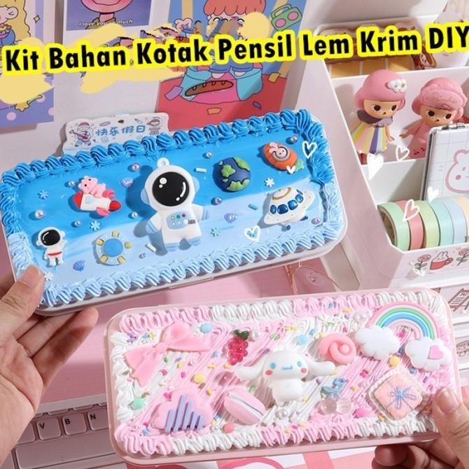 

DIY Cream Clay Pencil Case Tempat pensil menghias Kotak Alat Tulis Cream Kit Kotak Pensil Clay Handmade Pencil Box P83G