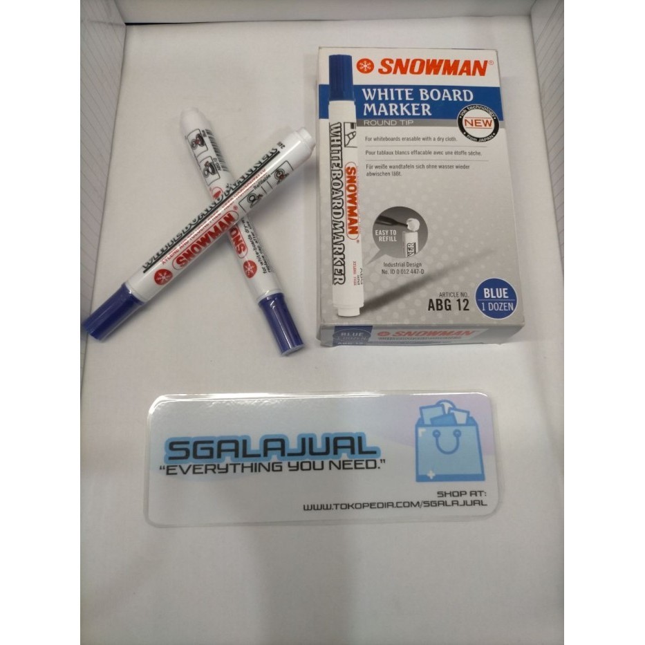 

Sarila Spidol Snowman Marker Biru / White Board Marker Blue (1Pack/12 Buah)