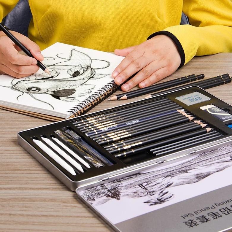 

Gf-5 Nyoni Drawing Pencil Gambar Set 29Pcs Metal Tin Box Pensil Gambar Lukis Sketsa Lengkap Paket Sale