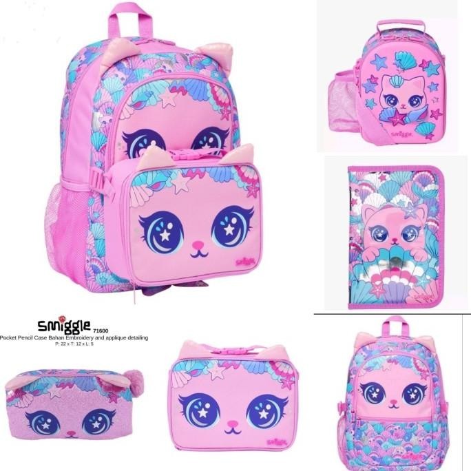 

BIG SALE SMIGGLE HI THERE PINK PURMAID MERMAID CAT BACKPACK, PENCIL CASE,LUNCH !!!!!