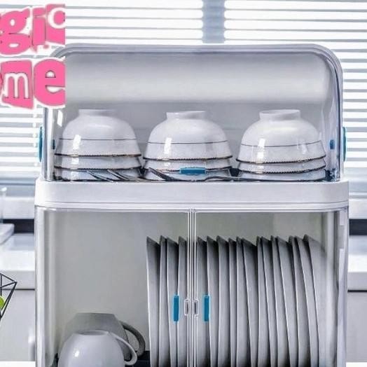 Rak Piring Dish Dryer Box Plastik 2 Susun Tertutup Portable 6050