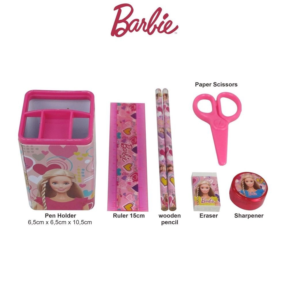 

Ht-12 Barbie Stationery Set / Alat Tulis Set Ori / Penggaris/ Pensil / Penghapus / Serutan / Gunting / Pen Holder / Karakter Bb20006 Promo