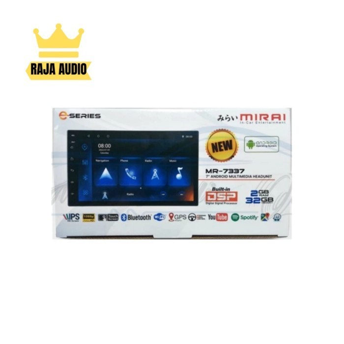 Mirai Mr-7337 Android 7"Inch 2/32Gb Headunit Double Din Ready Langsung Kirim
