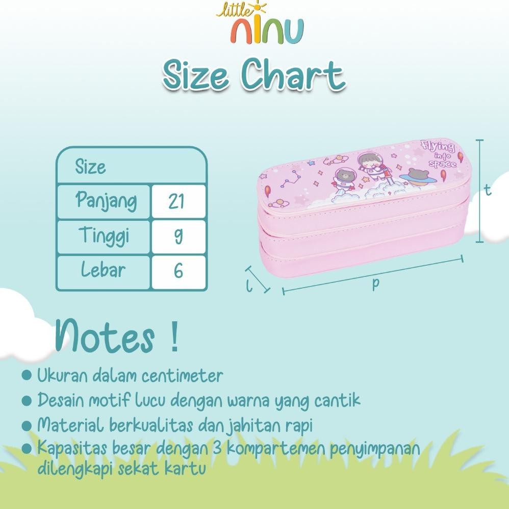 

rt-69 LITTLE NINU Pencil Case Kotak Tempat Pensil Karakter Kartun 3 Tingkat Original