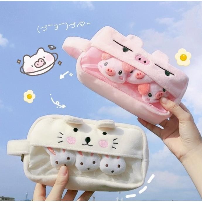 

Un04 [LOGU] Kotak pensil lembut mini cartoon dengan bros pin,Cute soft pencil case with Brooch Pin Viral