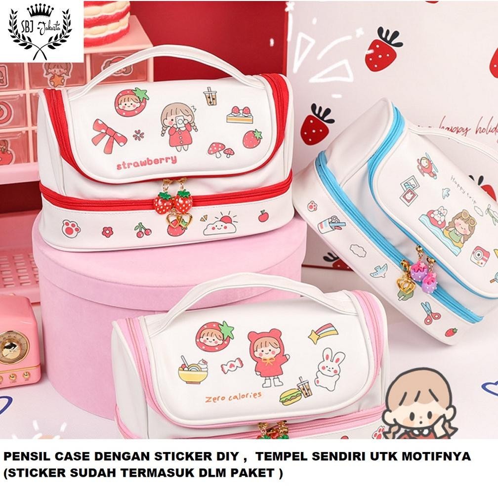 

d-54 Tempat Pensil Kotak Pensil STICKER DIY Korea Design Pencil Case Berkualitas