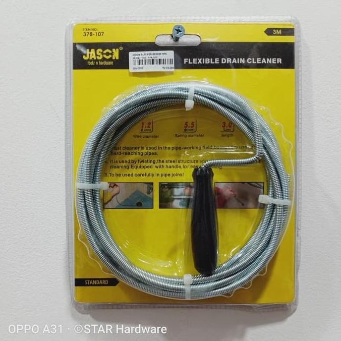 Jason Alat Pembersih Sumbatan Saluran Wastafel Mampet Pipa Air 3 Meter x 1.2 mm Spiral Per 378-107