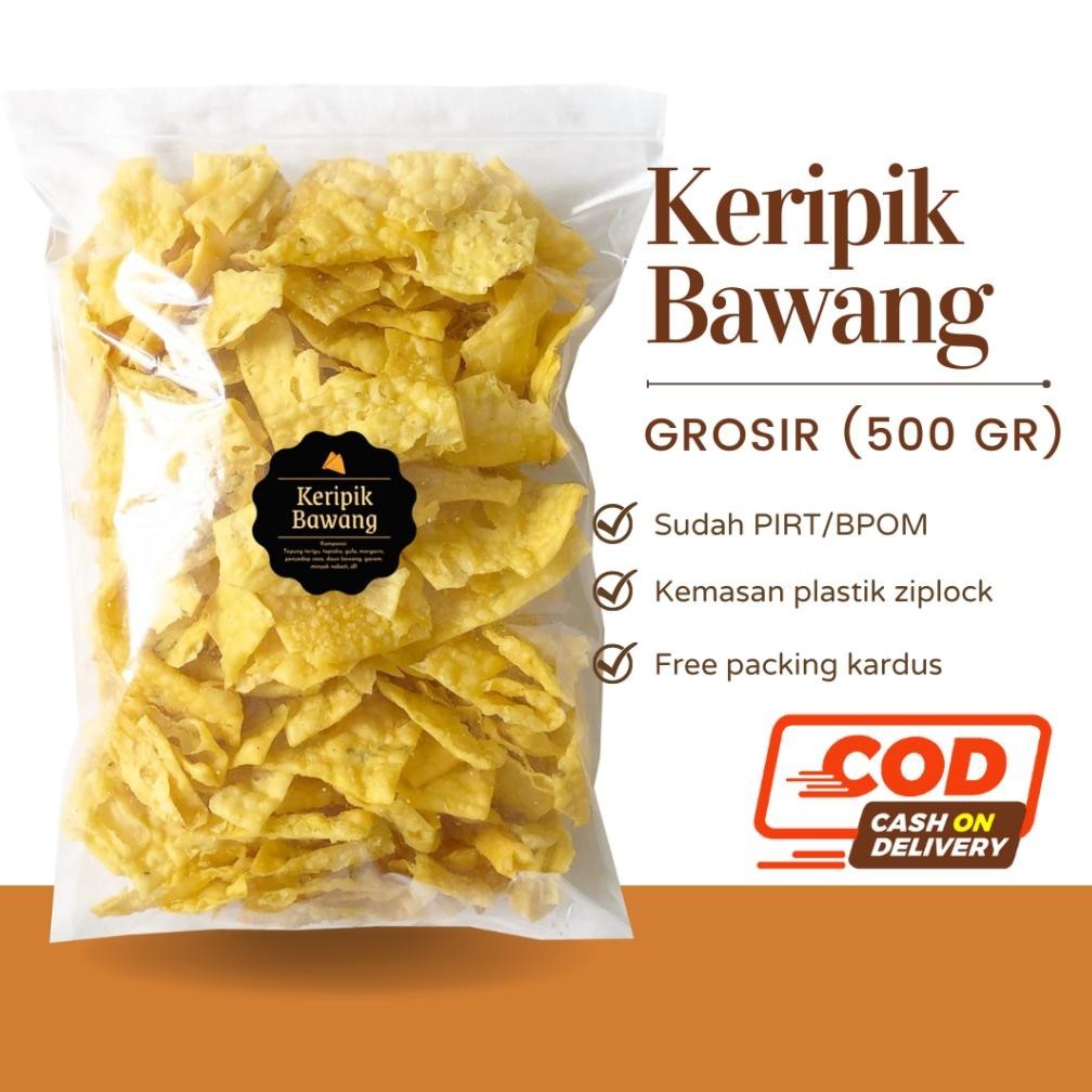 

[DELISH SNACKS] Keripik Bawang (Grosir) 500gr / Snack Cemilan Kilo Kiloan / Camilan Kripik Pangsit