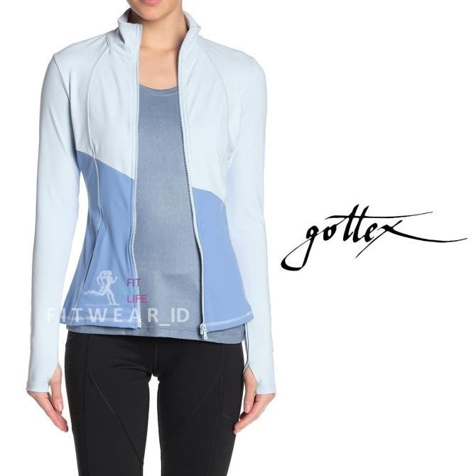 Jacket olahraga wanita (Fitness, Yoga, Zumba) gottex zip-up [Blue]