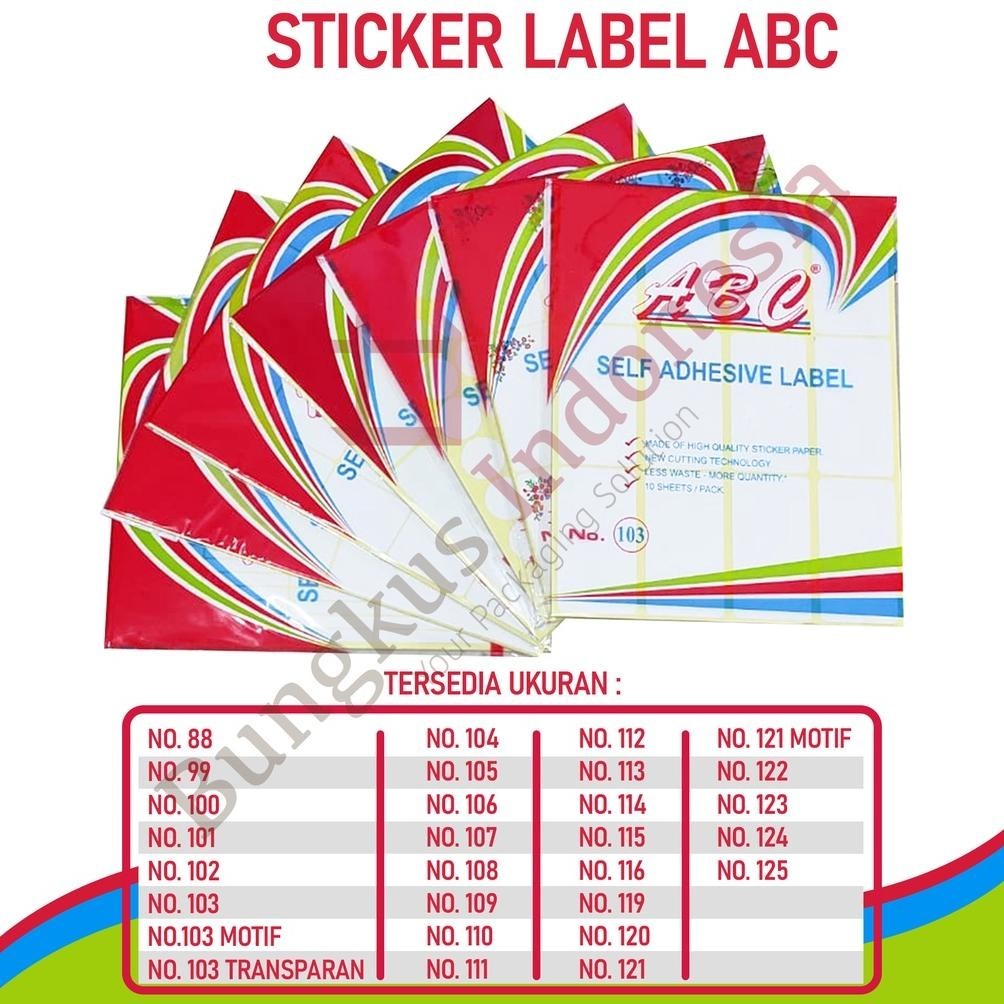 

Sticker Label ABC adhesive Lengkap 88 - 125