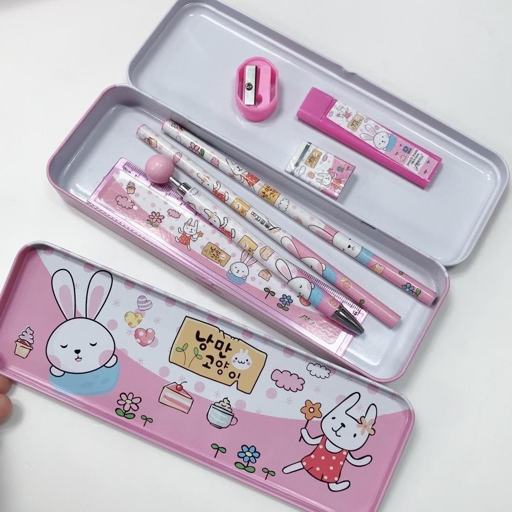 

QUEENSTARS 2010 Stationary Set Kotak Pensil Anak Set 7 In 1 Stationery Alat Tulis Kotak Pensil Karakter