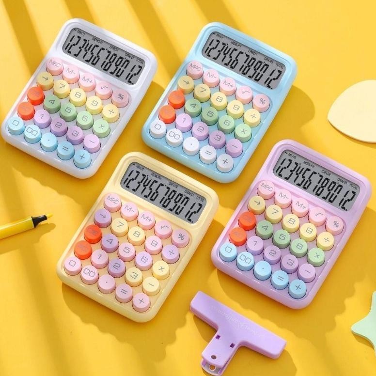 

Baterai GratisKalkulator Tenaga Surya Layar Besar 12 Digit Tampilan HD Kalkulator Daya Ganda Tombol Titik Gaya Permen Antik untuk Alat Tulis Kantor Sekolah Lucu