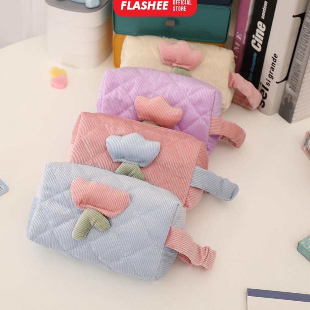 

Un04 Flashee Tempat Pensil Lucu Tulip Handle Tas Make Up Dompet Aesthetic Korean Style Berkualitas