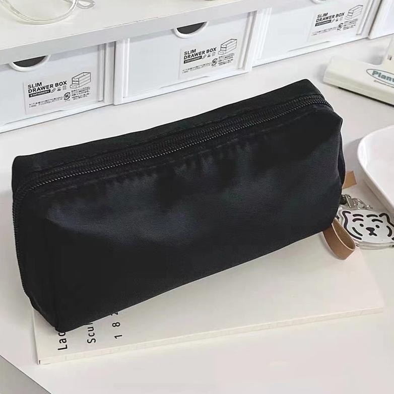 

Pouch Pencil Case/Tempat Pensil Warna Hitam Berlapis Kapasitas Besar-Vatin_Shop