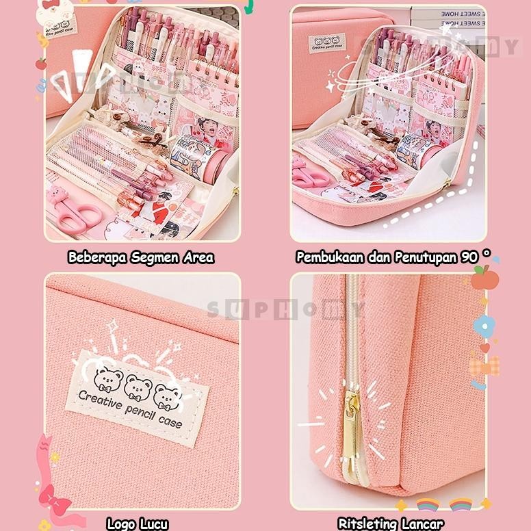 

rt-342 tempat pensil aesthetic Pencil case Tas PenaTempat Pencil Tas Pensil kotak pencil tempat alat tulis 90 kapasitas besar pembukaan besar Terlaris