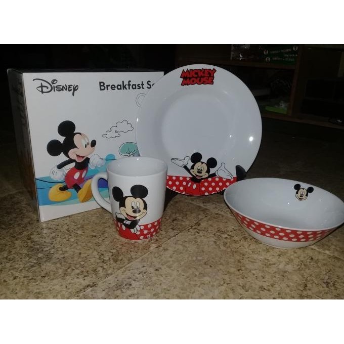 TERBARU - Mickey Mouse Alat Makan Set (Piring+Mangkuk+Gelas) motif Micky Mouse