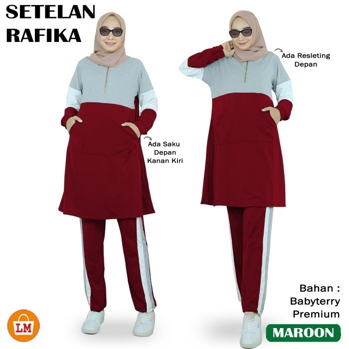 Pakaian Sport Girls Training One Set Baju Senam Muslimah Set Senam Ibu Ibu Kekinian Oneset Seragam O