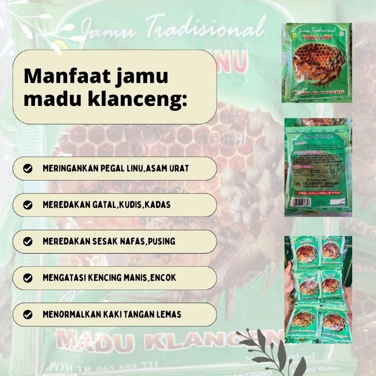 

Madu Klanceng Jamu Pegal Linu 100Ml 12 Sachet