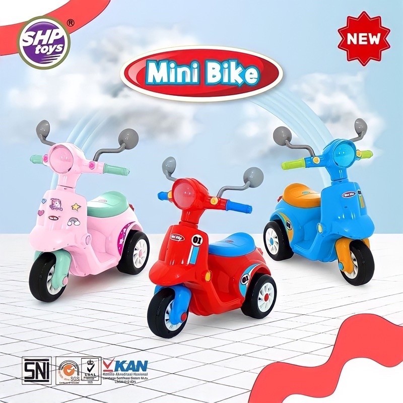 Mainan Anak Perempuan Cowo Skuter Anak Sepeda Motor Vespa Cilik Vespa Dorong Mini Roda 3 Tiga