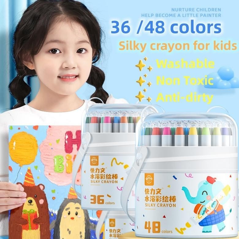 

Free Brush36/48Pcs Crayon For Kids- Washable Non Toxic Colouring Painting Oil Pastel Drawing Art Krayon Tidak Kotor Tangan ChildrenS Gift (Cod)