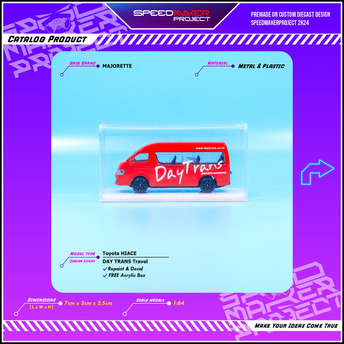 Ane Majorette Custom Toyota Hiace Day Trans Travel Diecast Mobil 1/64