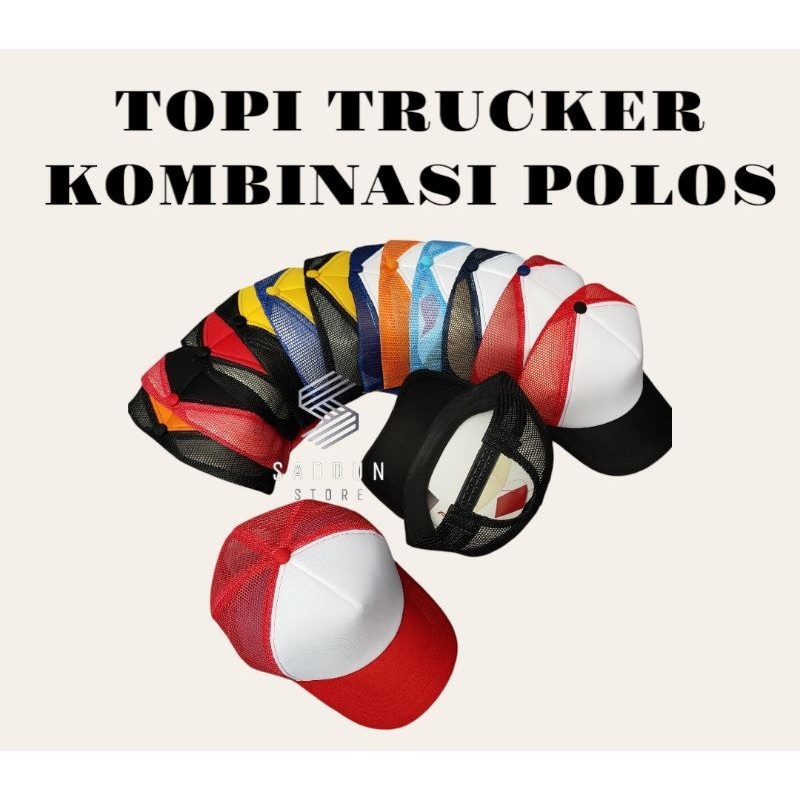 Topi Trucker Kombinasi Warna - Topi Jaring Polos Terlengkap