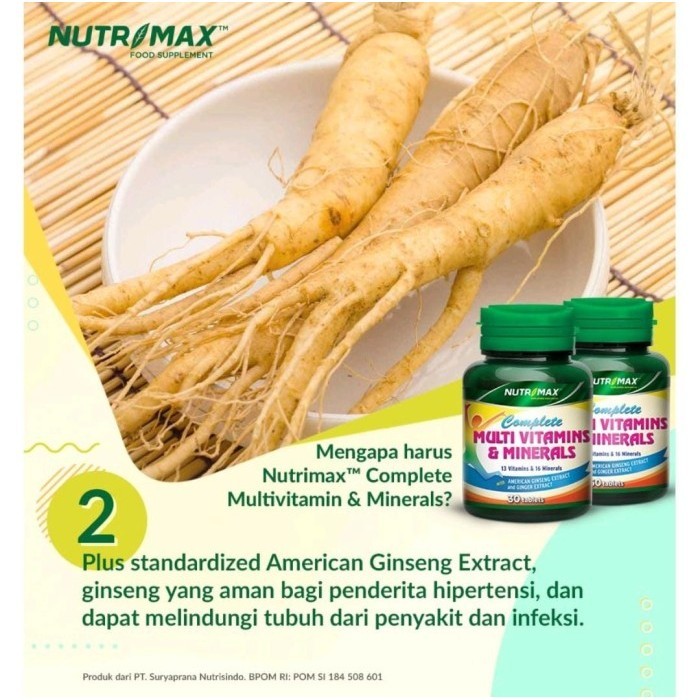 Nutrimax Complete Multivitamins Dan Minerals Stamina Daya Tahan Tubuh