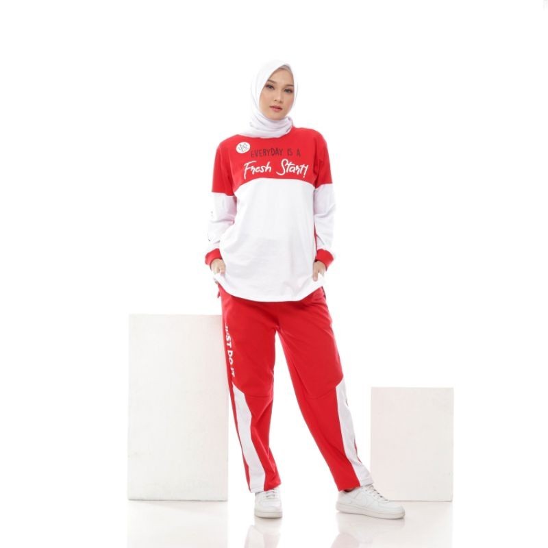 Terbaru Atasan + Bawahan Aerobic Kekinian Sport Sepedahan Senam Murah 1 Set Trening Seragaman Murah 