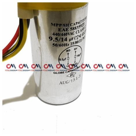 Kapasitor Mesin Cuci Lg 9,5 Uf Dan 14 Kabel 2 Tabung 9.5 Berkualitas