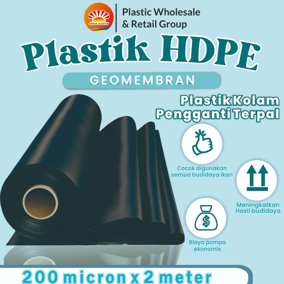 Geomembran HDPE Tebal 200 Micron Lebar 2 Meter