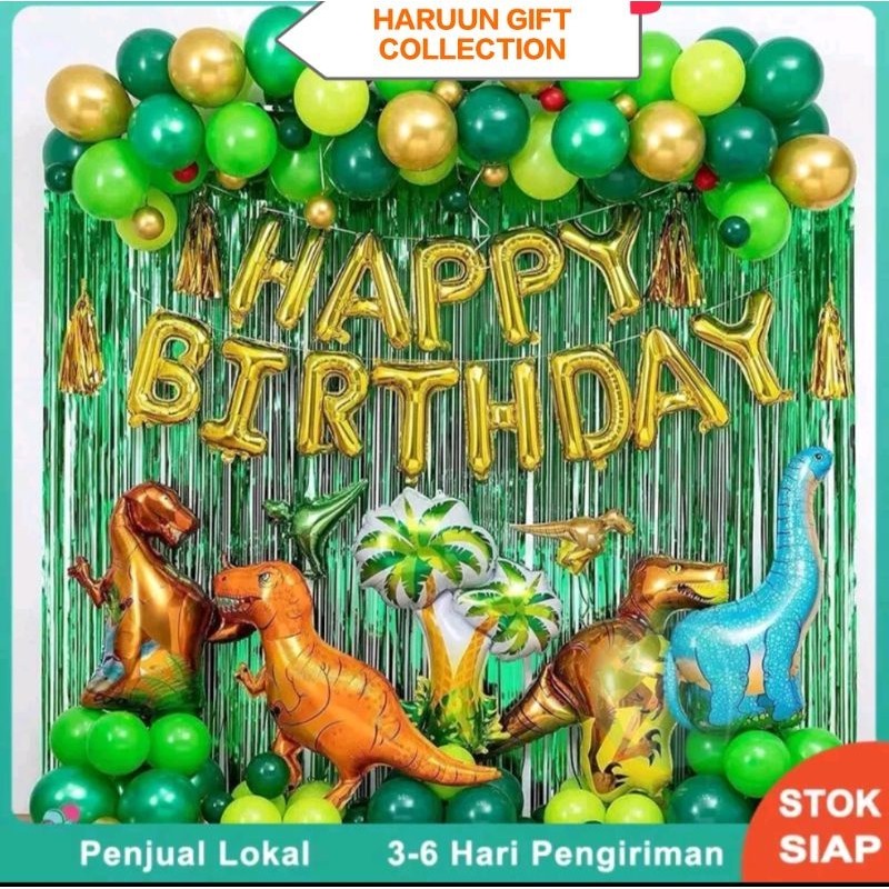 Paket dekor ulang tahun Dinosaurus Jumbo set dekorasi animal anak laki laki