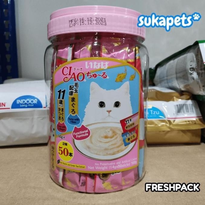 

Ciao Churu Toples Snack Kucing Tuna Colagen Fiber Variety Pack 50x14gr CS