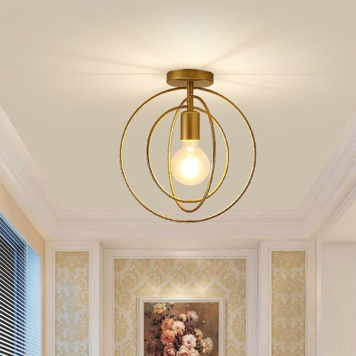 Modern Metal Gold Ceiling Light Industrial Iron Ceiling Lamp Decor Lampu