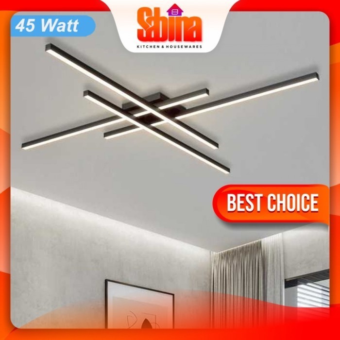 Lampu Plafon Led Hias Chandelier Dimmable 4 Strip 3 Color Remote Lampu