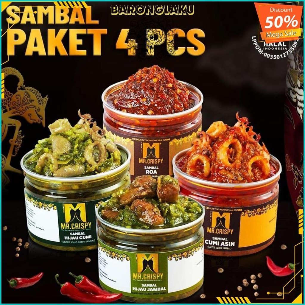 

Paket Sambal Mr.Crispy/Paket Sambal 4 Pcs Original Produk