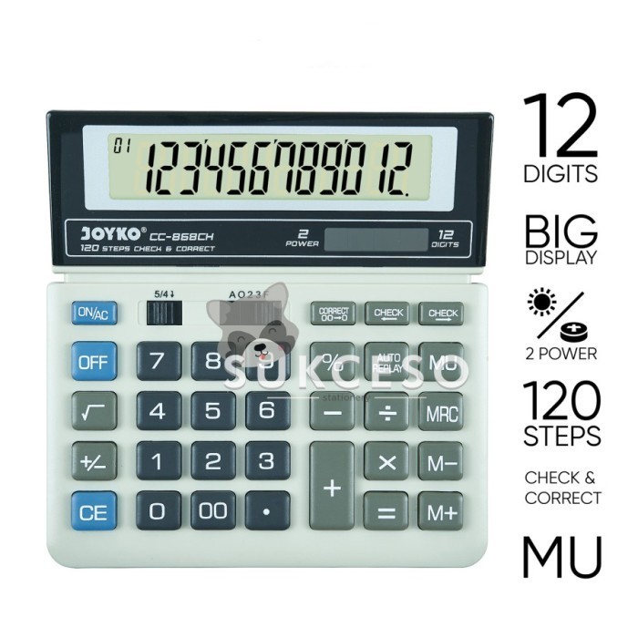

Ready Joyko Calculator CC-868CH 12 Digits Check Correct / Kalkulator
