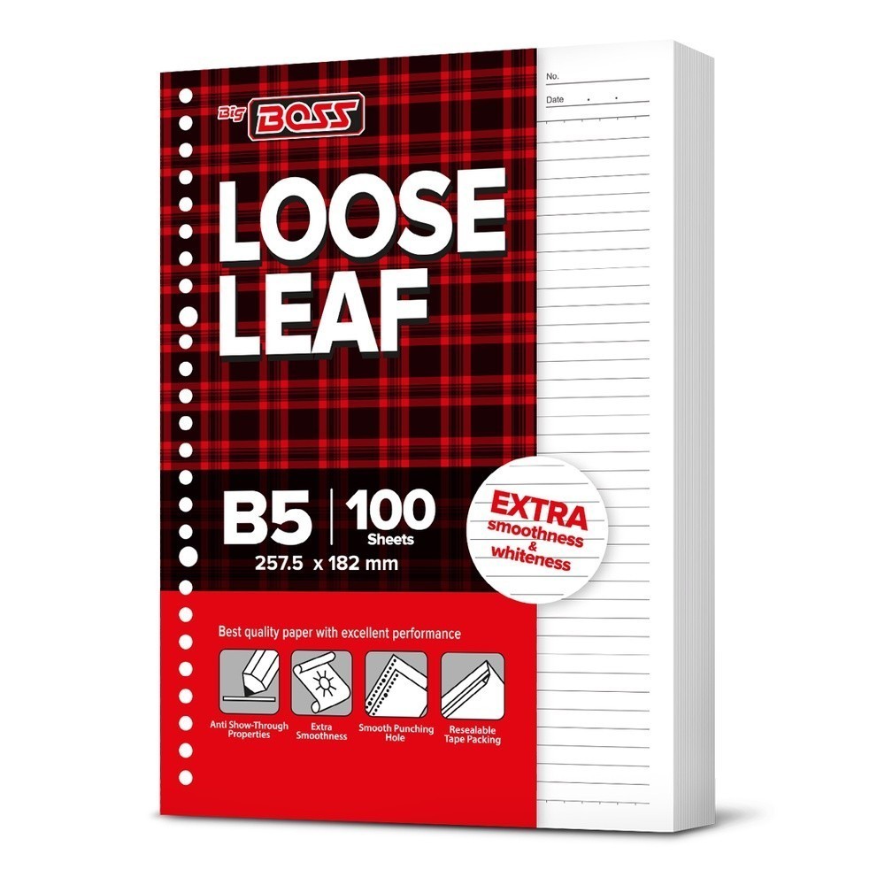 

[Pasha Stationery] BIGBOSS Loose Leaf B5 Bergaris 100 Lembar