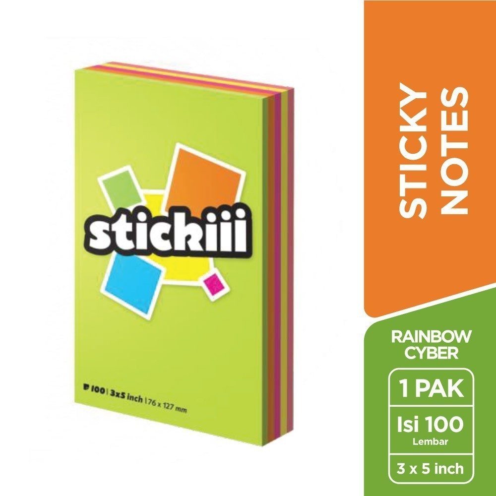 

[Warung ATK] Stickiii Sticky Notes Rainbow Cyber - STI SNTIT 820 B