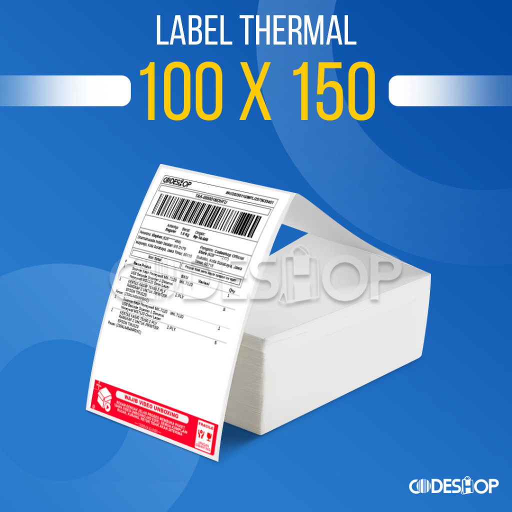 

Stiker Label Thermal 100x150 mm Fold Unboxing 100 x 150 isi 500 Pcs