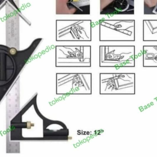 

Ggaris Waterpass Siku Kombinasi Dengan Busur 12" / Ggaris Busur