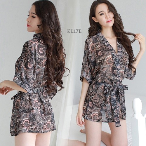 TERBARU Set Japan Kimono Baju Tidur Seksi Lace Sexy Lingerie Batik Wnita KL17E