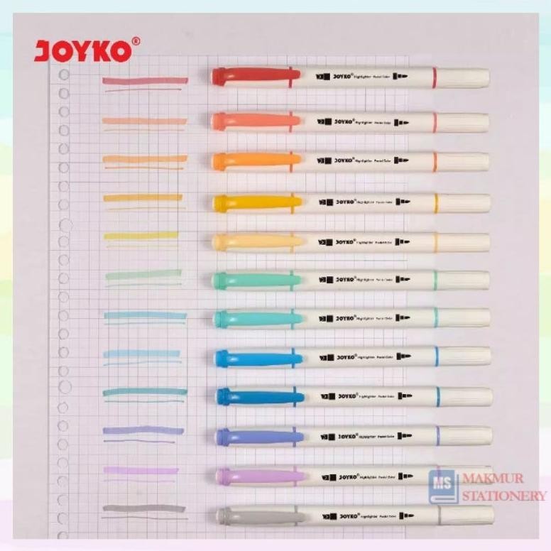 

jk-54 Highlighter/Penanda Joyko Pastel 12 Warna (1 Set) HL-55 Sale