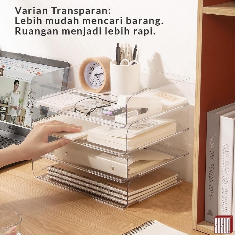 

gfd-6 Susun Tray File Dokumen Susun / Rak Kertas Organizer Document Paper Meja Kantor Putih Transparant Termurah