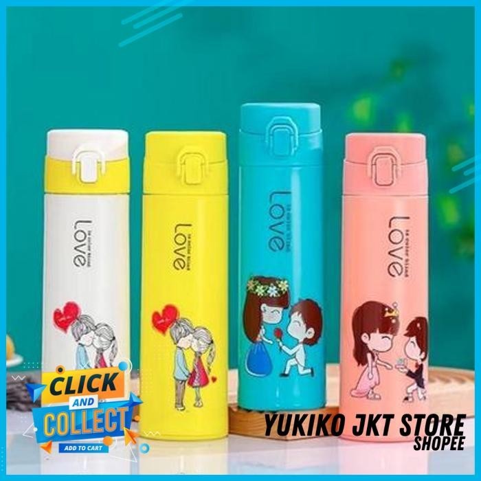BOTOL KACA KANCING LOVE IS BLIND PURE BARU NEW BOTOL MINUM MY BOTTLE TUMBLER GLASS TERMOS KACA AIR P