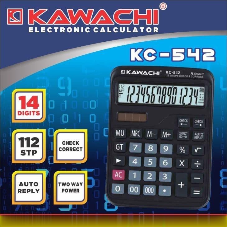 

Kalkulator 14 Digit Kawachi KC-542 Electronic Calculator Kawachi - Hitam + Baterai