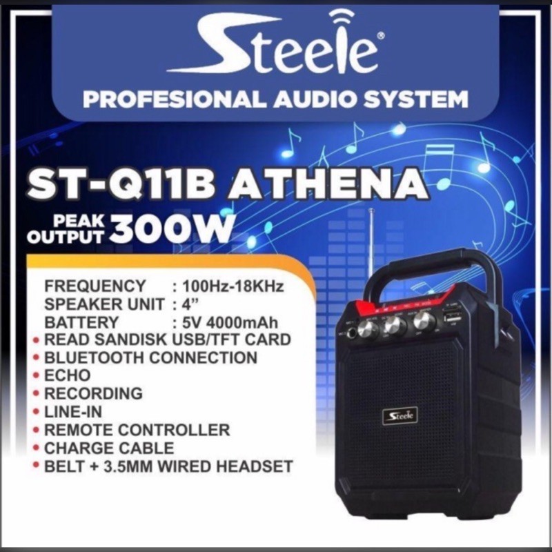 Speaker Wireless Bluetooth Bass STEELE ST-Q11 ATHENA + MIC-01